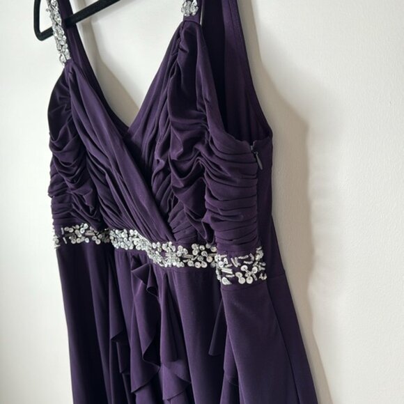 Dressbarn Collection Women Purple Sequin Flowy Cocktail Party Dress Plus Size 16 - Picture 4 of 16